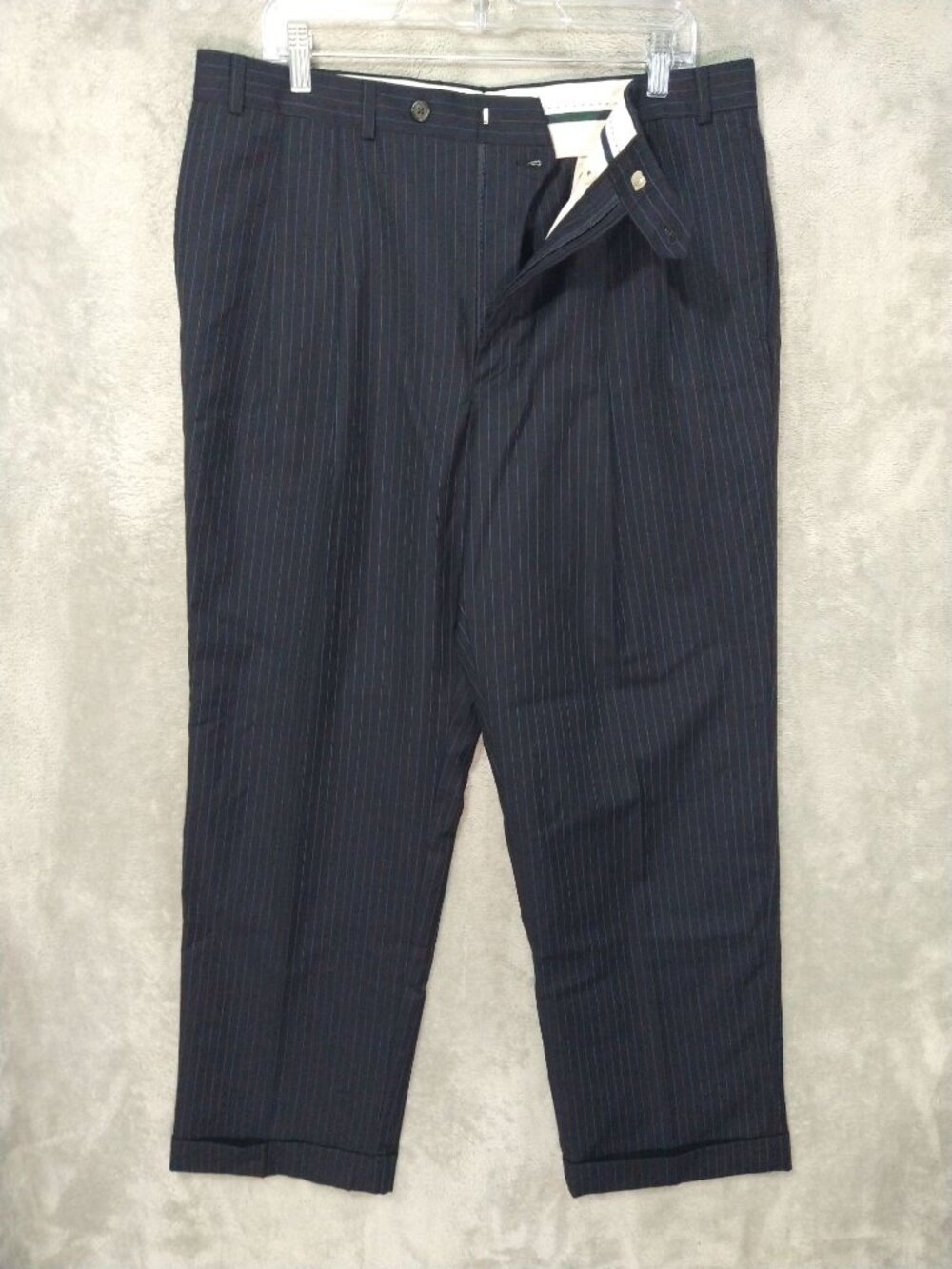 Ralph Lauren Dress Pants Men 36x30 Blue Wool Total Comfort Pleated Straight Leg